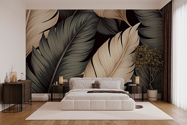 Wall murals Textured Leaves in Neutral Tones