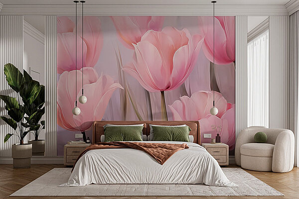 Group of pink flowers Wall murals Group of pink flowers