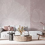 Wall murals White flower drawing on a grey background