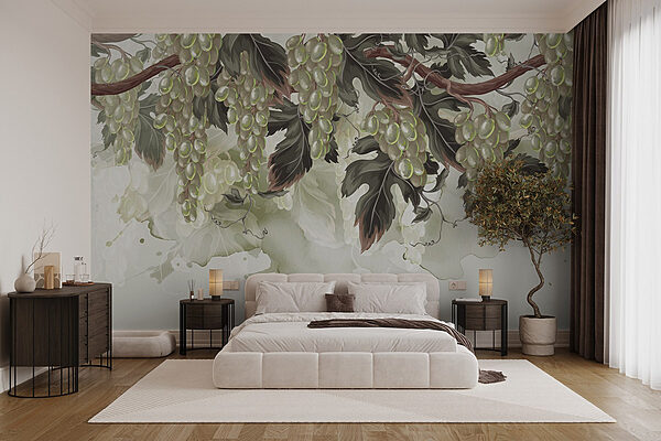 Wall murals Bunch of grapes on a vine