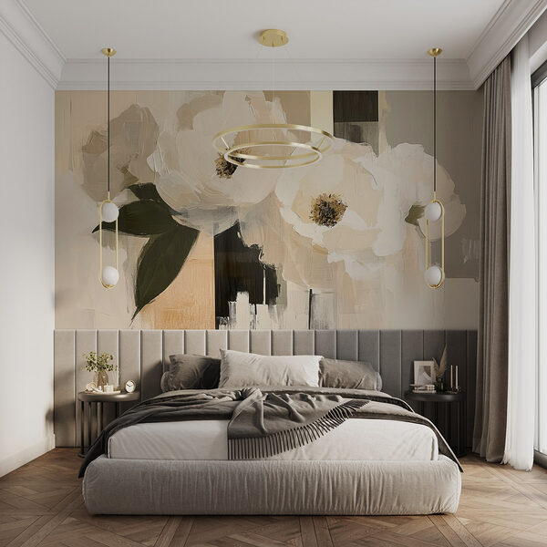 Painting of white flowers Wall murals Painting of white flowers