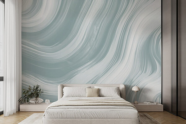 White and grey wavy lines Wall murals White and grey wavy lines