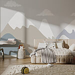 Wall murals Mountain range with clouds