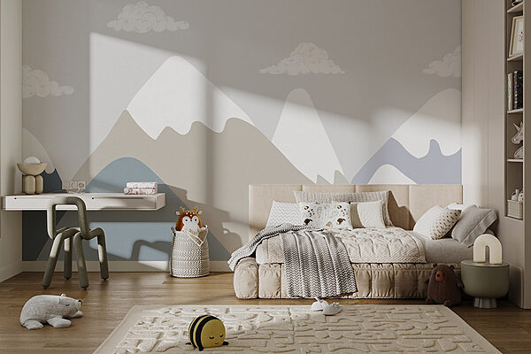Mountain range with clouds Wall murals Mountain range with clouds