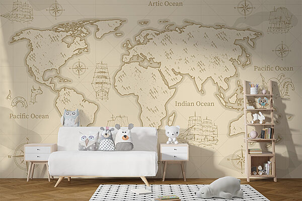Map of the world Wall murals Map of the world