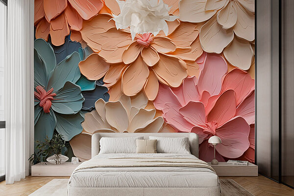 Group of flowers made of paper Wall murals Group of flowers made of paper