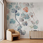 Wall murals Delicate leaves in soft hues.