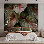 Wall murals Lush leaves with rich patterns