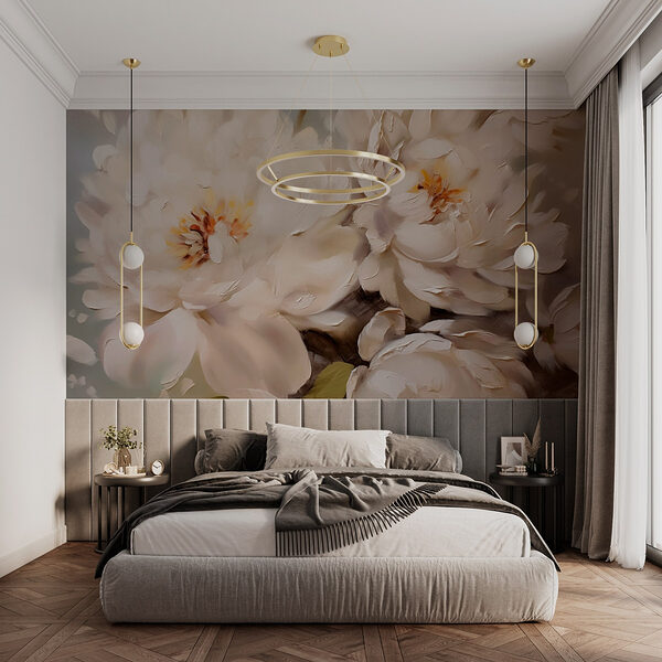 Painting of white flowers Wall murals Painting of white flowers