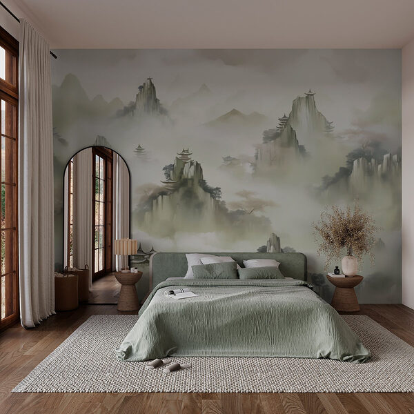 Landscape with mountains and trees Wall murals Landscape with mountains and trees