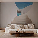 Wall murals White staircase with a blue sky