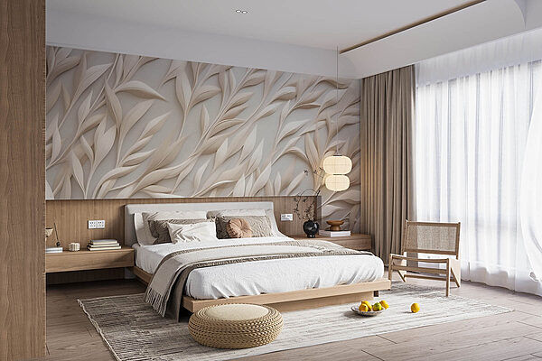 White leaves on a white surface Wall murals White leaves on a white surface