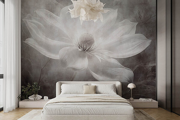 White flower with a black center Wall murals White flower with a black center
