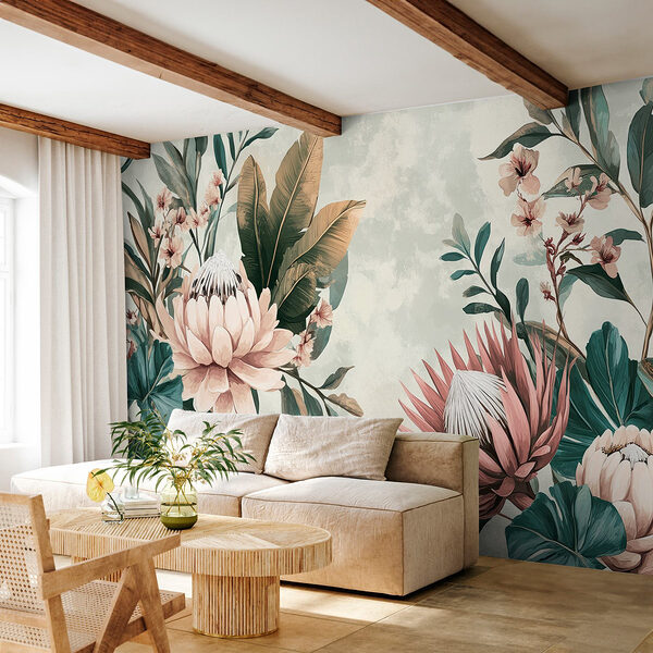 Wall murals Enchanting blooms in soft tones (SKU: w03015) Wall murals Wall murals Enchanting blooms in soft tones (SKU: w03015)
