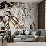 Wall murals Pattern of leaves on a white background
