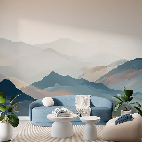Mountain range with fog Wall murals Mountain range with fog