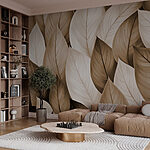 Wall murals Group of brown and white leaves