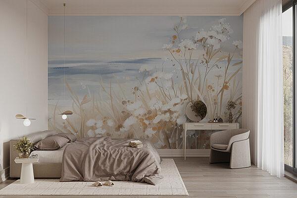 Painting of flowers and grass Wall murals Painting of flowers and grass