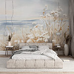 Wall mural Painting of flowers and grass