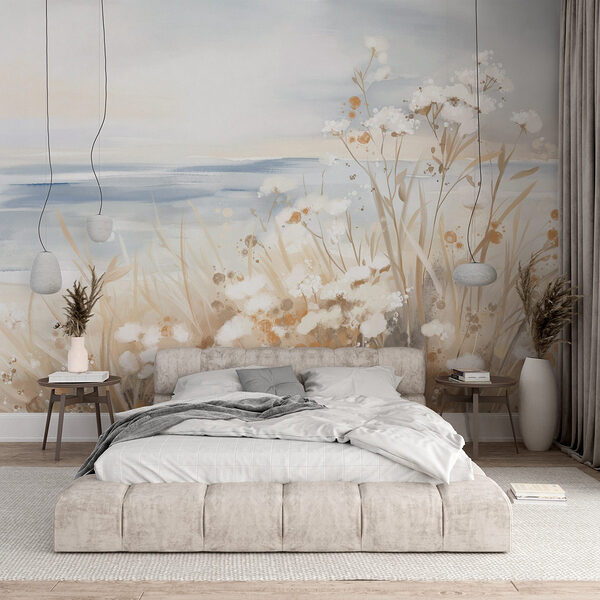 Wall mural Painting of flowers and grass