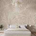 Wall murals Serene palm leaf patterns on neutral backdrop