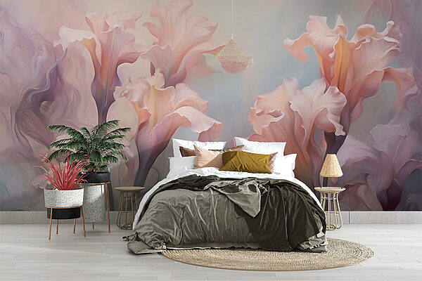 Delicate blooms in soft pastels Wall murals Delicate blooms in soft pastels