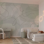 Wall murals White and gray background with lines