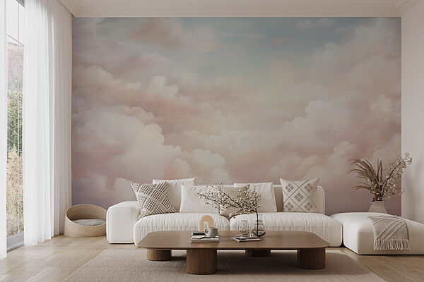 Cloudy sky with pink clouds Wall murals Cloudy sky with pink clouds