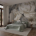 Wall murals Soft blooms against muted tones.