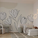 Wall murals Line drawing of flowers