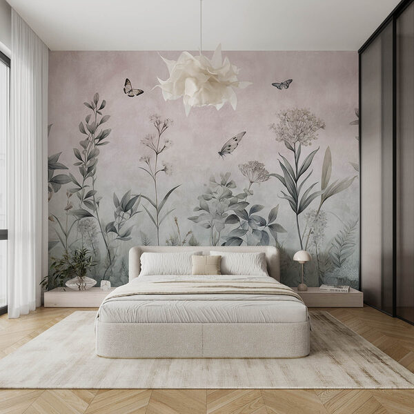 Wallpaper with butterflies and plants Wall murals Wallpaper with butterflies and plants