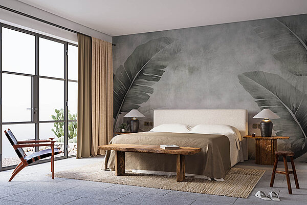 Serene banana leaves in soft hues Wall murals Serene banana leaves in soft hues