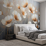 Wall murals Painting of flowers on a grey background