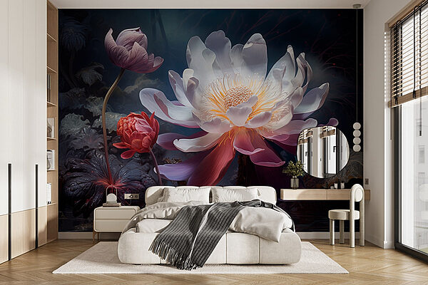 Wall murals Delicate blooms in tranquil waters (SKU: w08747) Wall murals Wall murals Delicate blooms in tranquil waters (SKU: w08747)