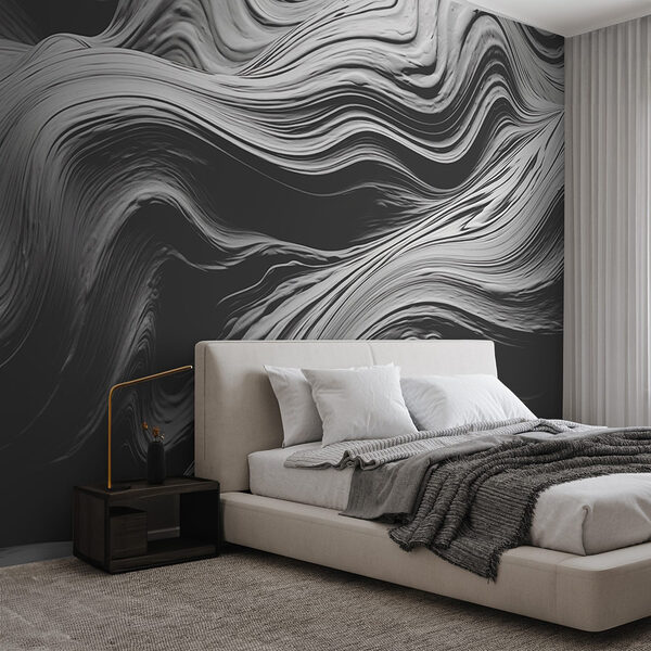 Fluid patterns in monochrome texture Wall murals Fluid patterns in monochrome texture