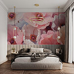Wall murals Group of pink and white flowers