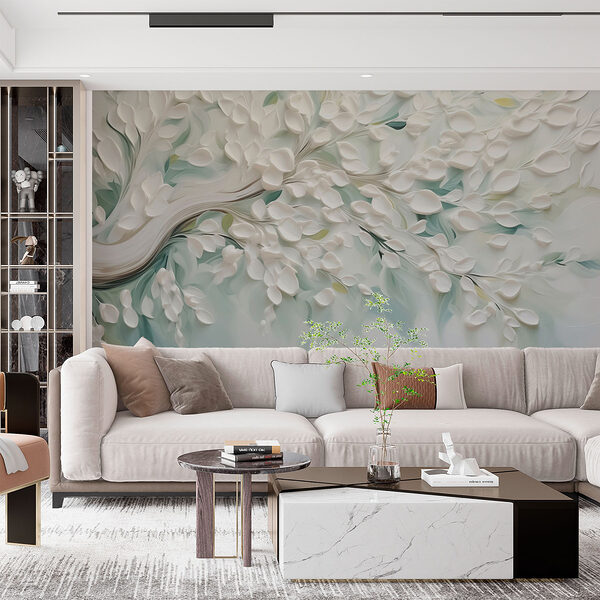 White tree with leaves on it Wall murals White tree with leaves on it