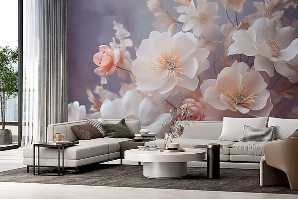 Group of white and pink flowers Wall murals Group of white and pink flowers