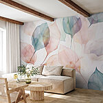 Wall murals Soft hues of delicate leaves adorn