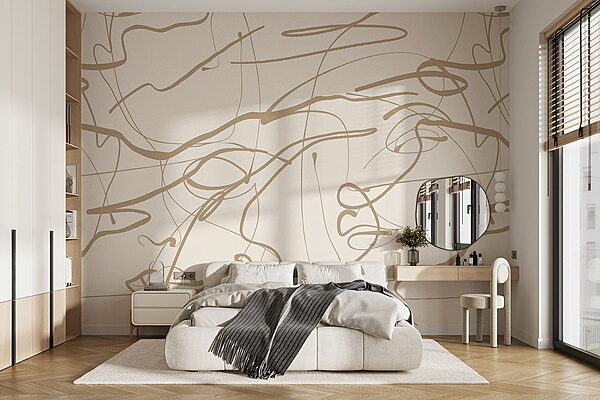 White background with brown lines Wall murals White background with brown lines