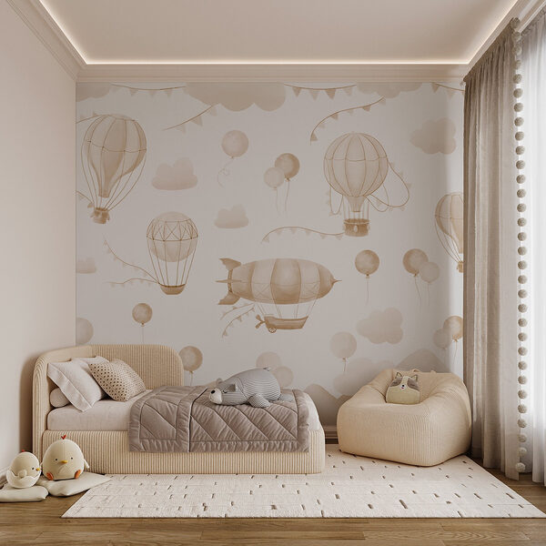 Wall mural Wall mural Group of hot air balloons and mountains (SKU: w08765v4)