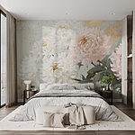 Wall murals Painting of flowers on a white surface