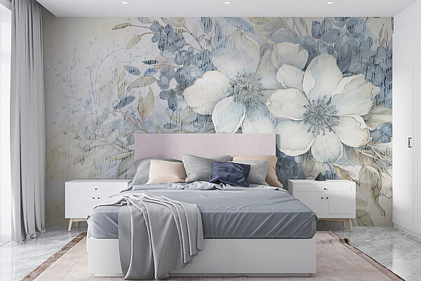 Painting of flowers and leaves Wall murals Painting of flowers and leaves