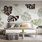 Wall murals Pattern of leaves on a white background