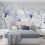 Wall murals Transparent flowers and leaves