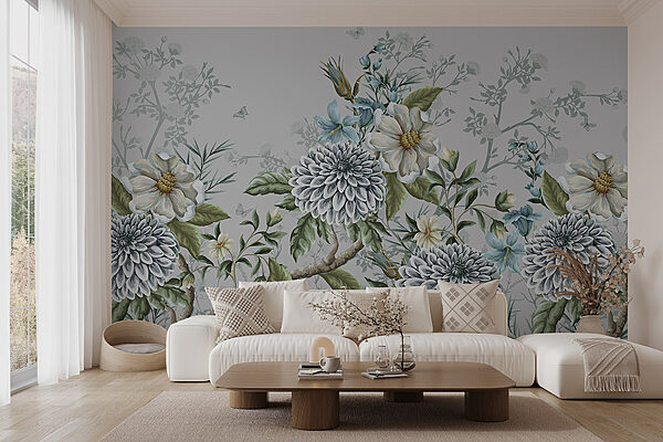 Elegant floral design with muted tones Wall murals Elegant floral design with muted tones