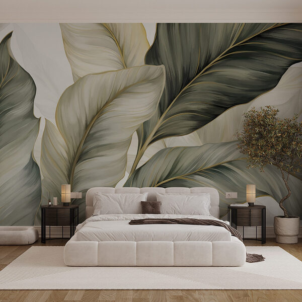 Soft tones of lush foliage Wall mural Soft tones of lush foliage