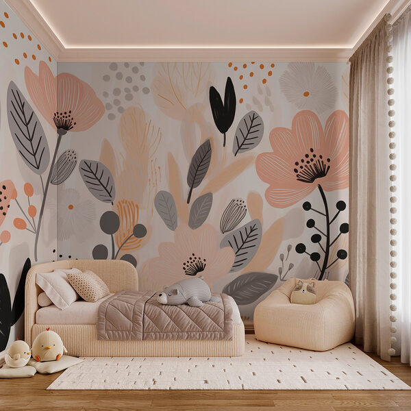 Floral patterns in soft pastel hues Wall murals Floral patterns in soft pastel hues