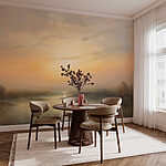 Wall mural Water with a sunset in the background