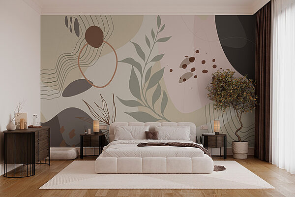 Organic shapes in soft earth tones Wall murals Organic shapes in soft earth tones